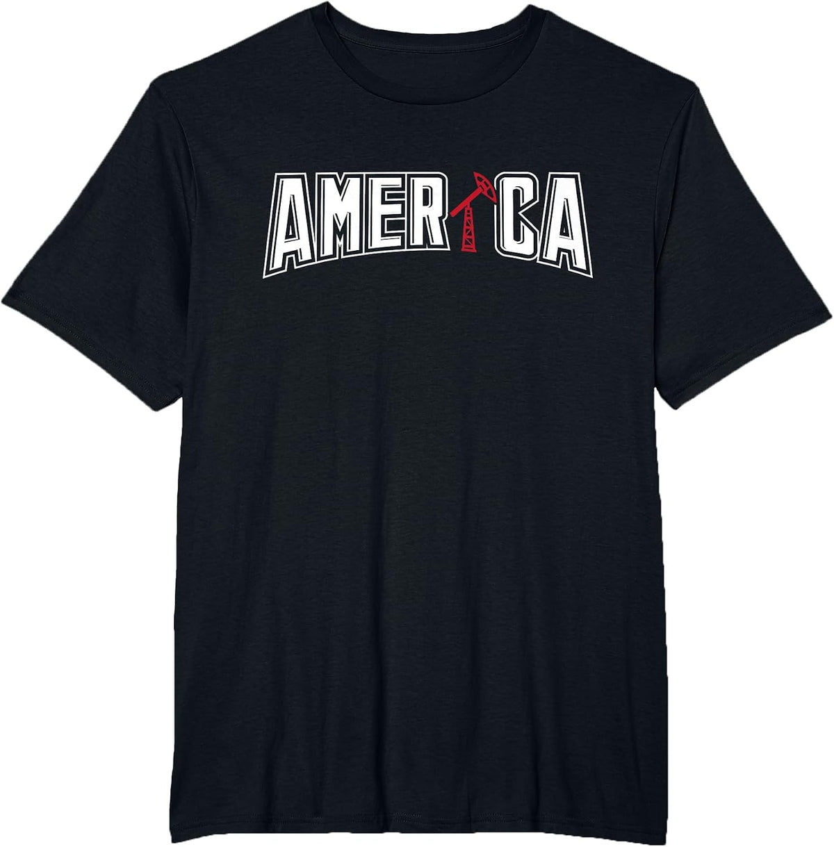 Patriotic America Oilfield Worker Oilman Oil Rig Drilling T-Shirt - Black