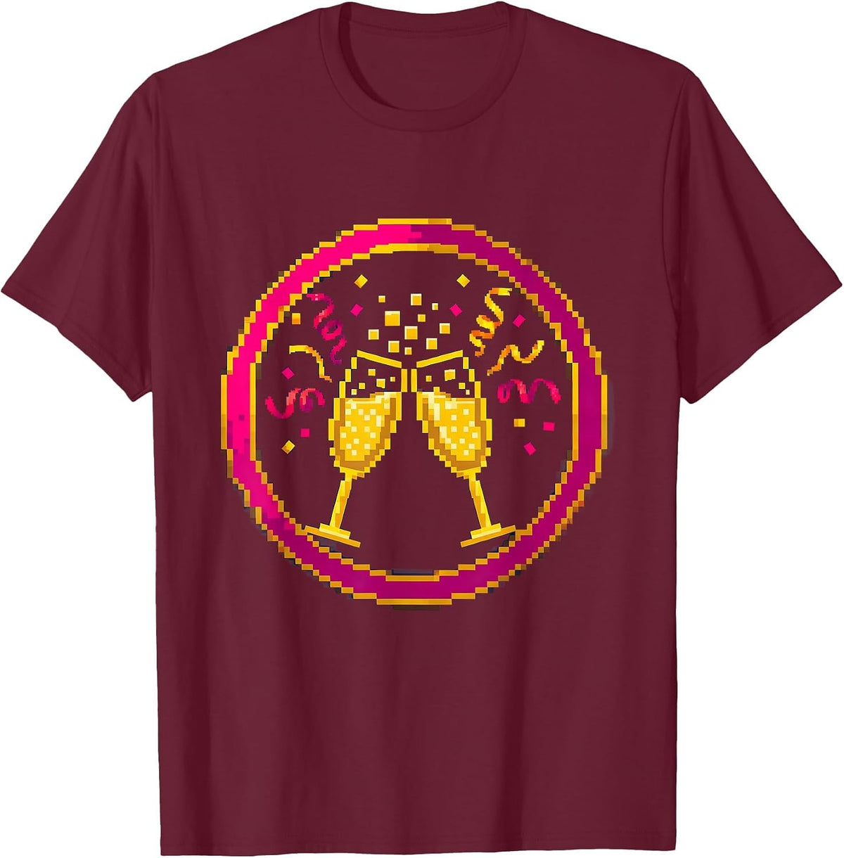 Champagne Toast Celebration Party Graphic T-Shirt - Burgundy