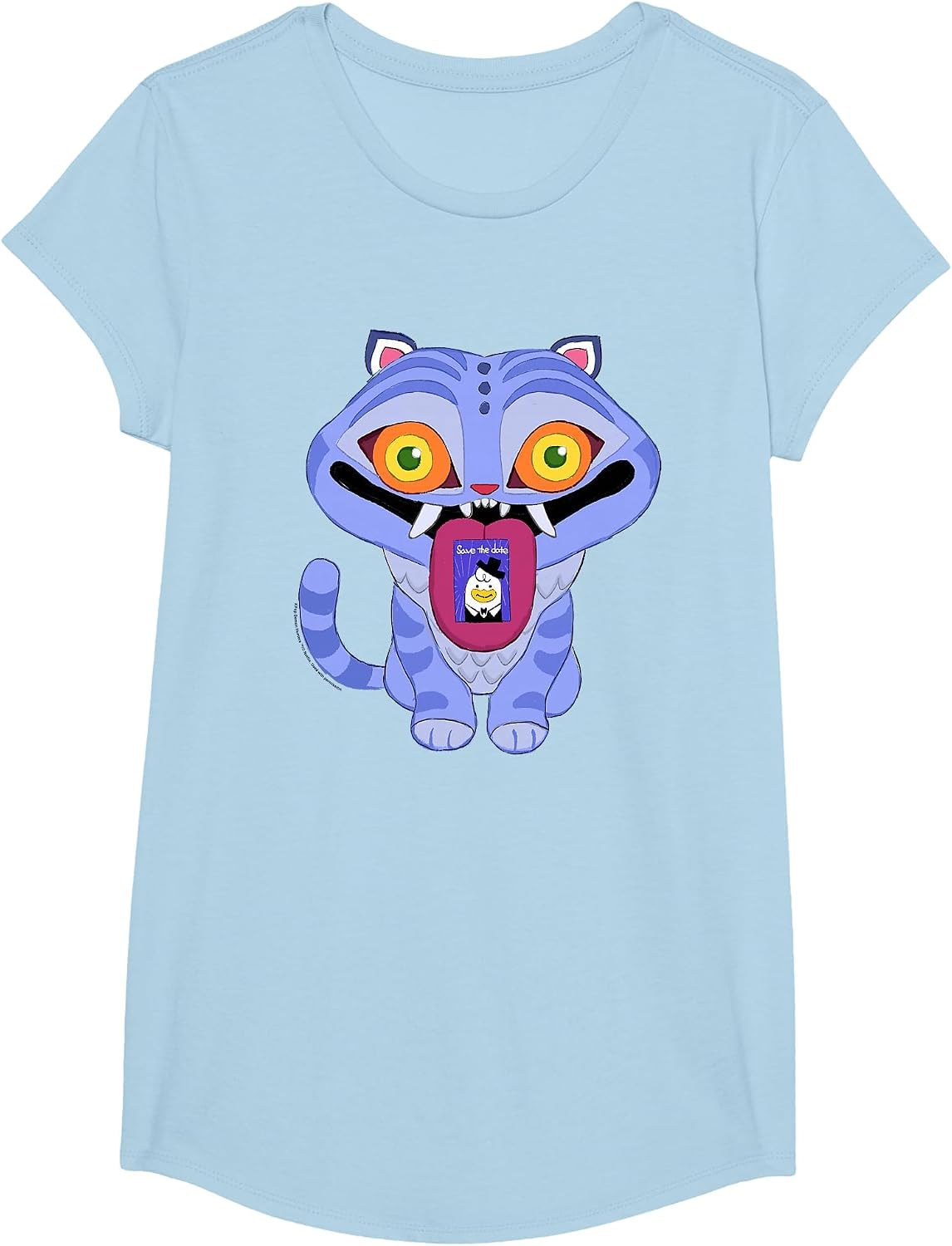 Kpop Demon Hunters Halloween Derpy Save The Date Invitation T-Shirt - Girls Baby Blue
