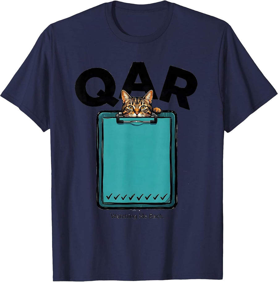 QAR Watching Me Back Funny Vet Tech Occupational Humor T-Shirt - Navy Blue