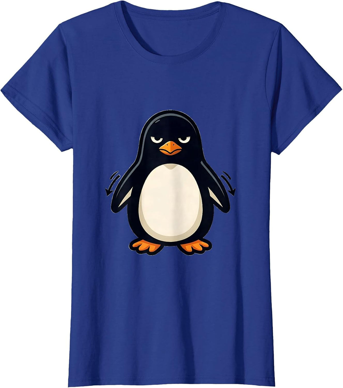 Women's Penguin Mascot Quirky Animal Lover Humor T-Shirt - Royal Blue