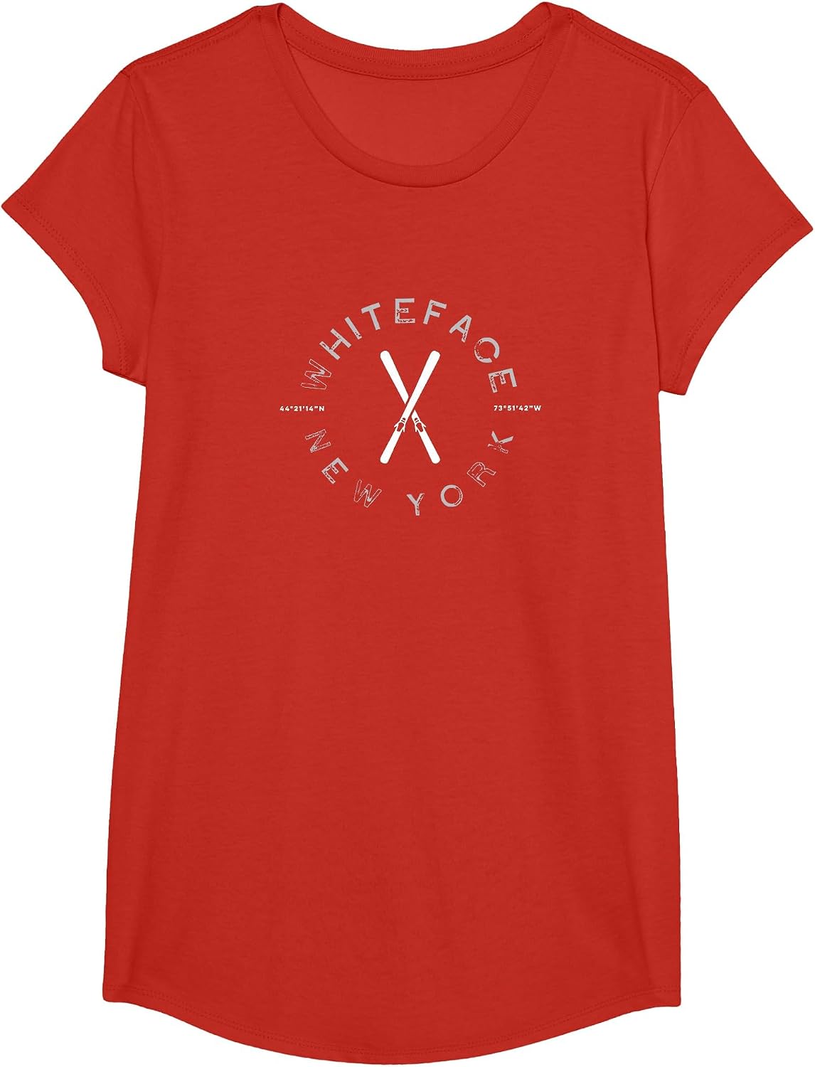 Whiteface Mountain NY Ski Graphic Vintage Retro T-Shirt - Girls Red
