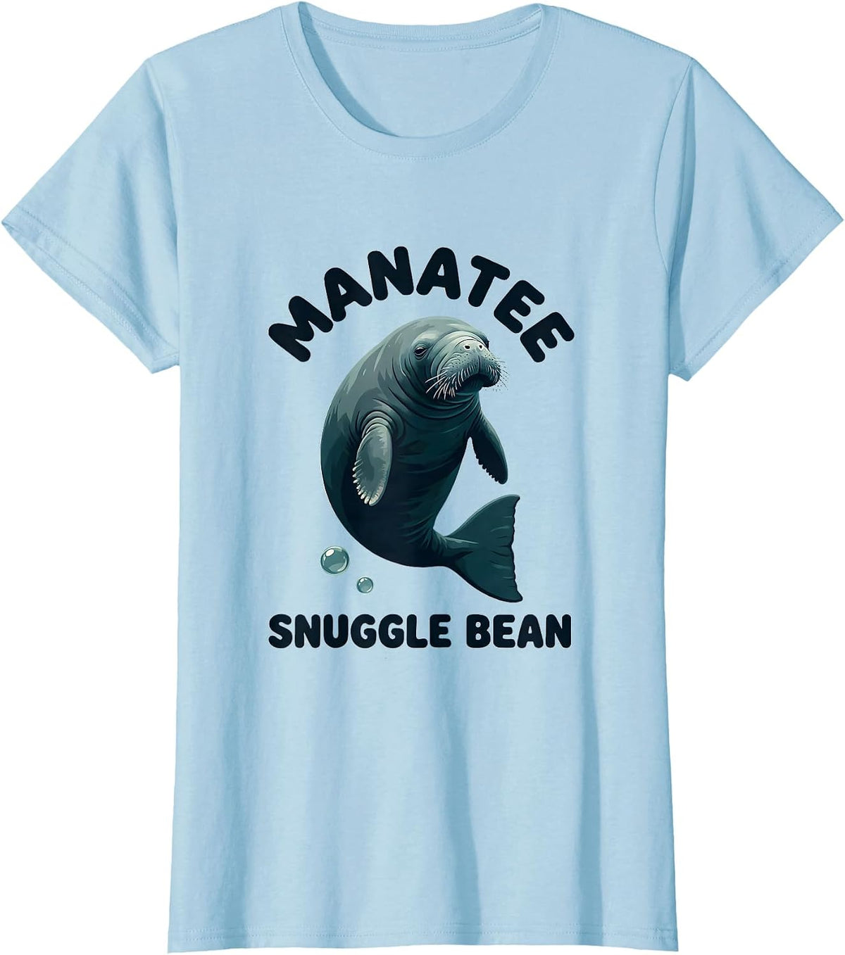 Manatee Snuggle Bean Funny Sea Animal Lover Gift T-Shirt - Baby Blue