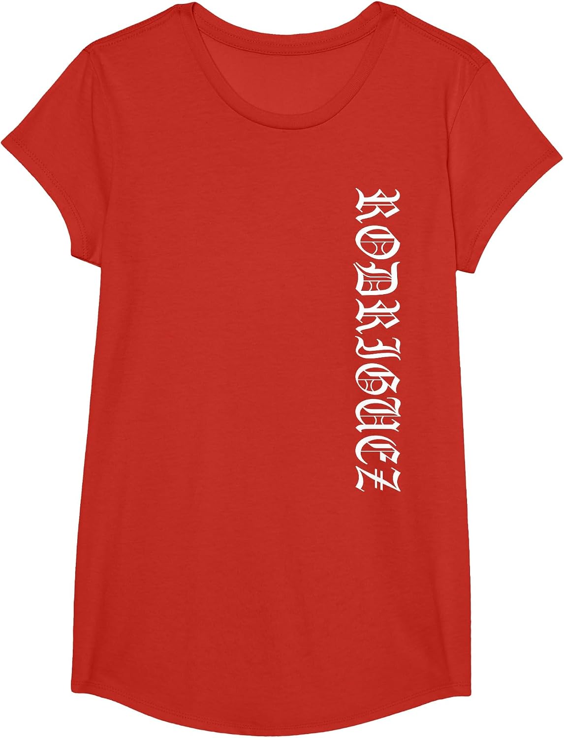 Rodriguez Vertical Old English T-Shirt - Girls Red