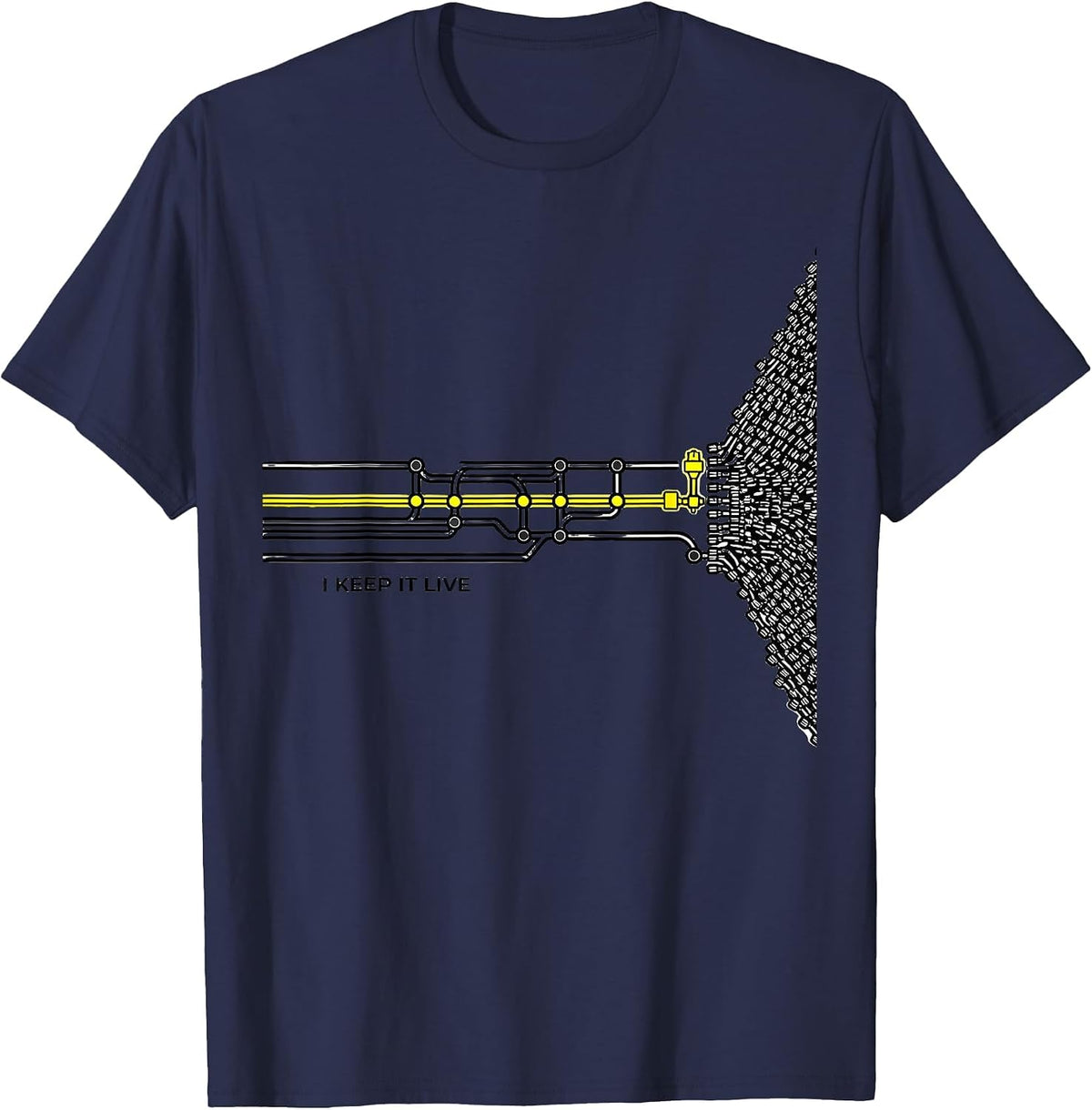 Men's I Keep It Live Funny Electrician Lineman Trade Humor T-Shirt - Navy Blue