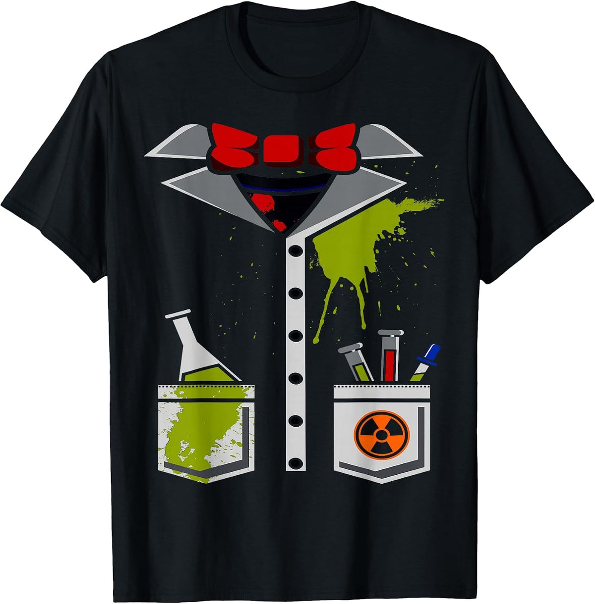 Mad Scientist Costume Halloween Carnival Science Chemistry T-Shirt - Black