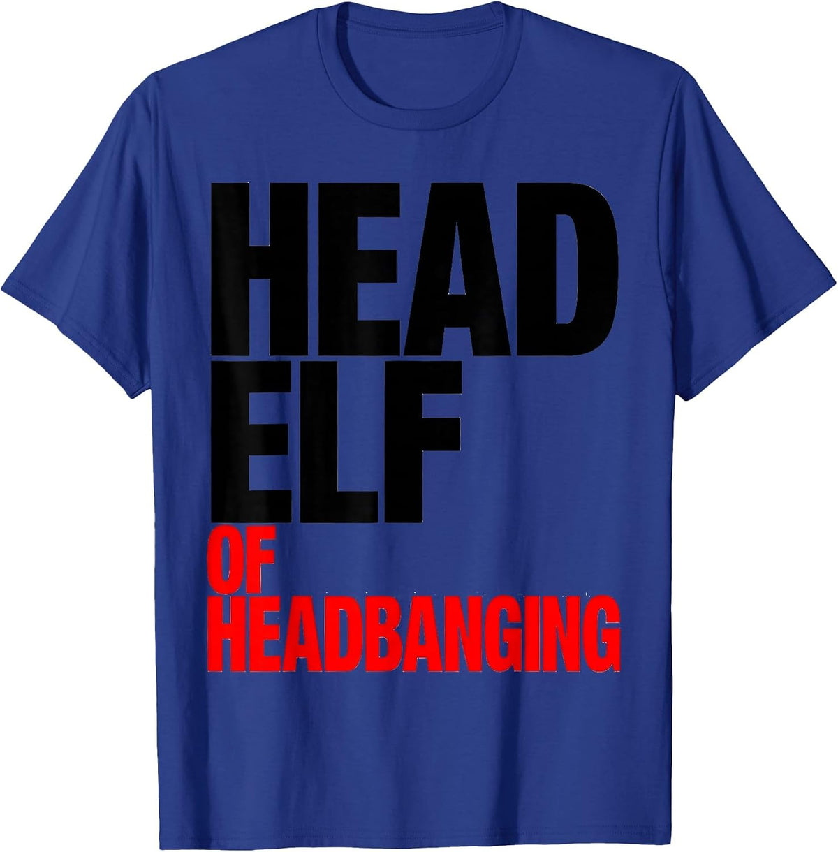 Men's Head Elf Of Headbanging Funny Heavy Metal Christmas Rock Fan T-Shirt - Royal Blue