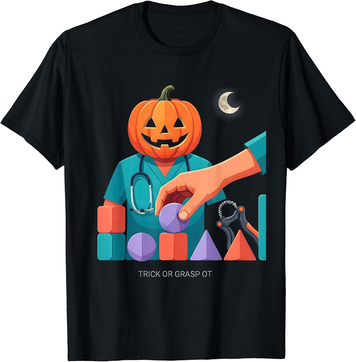 Men's Trick Or Grasp OT Occupational Therapist Halloween Humor T-Shirt - Black