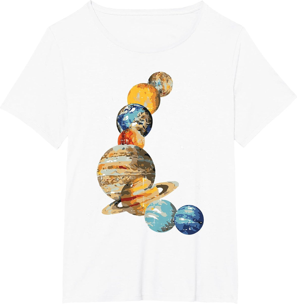 Planets Watercolor Painting Space Galaxy Art Men Women Kids T-Shirt - White