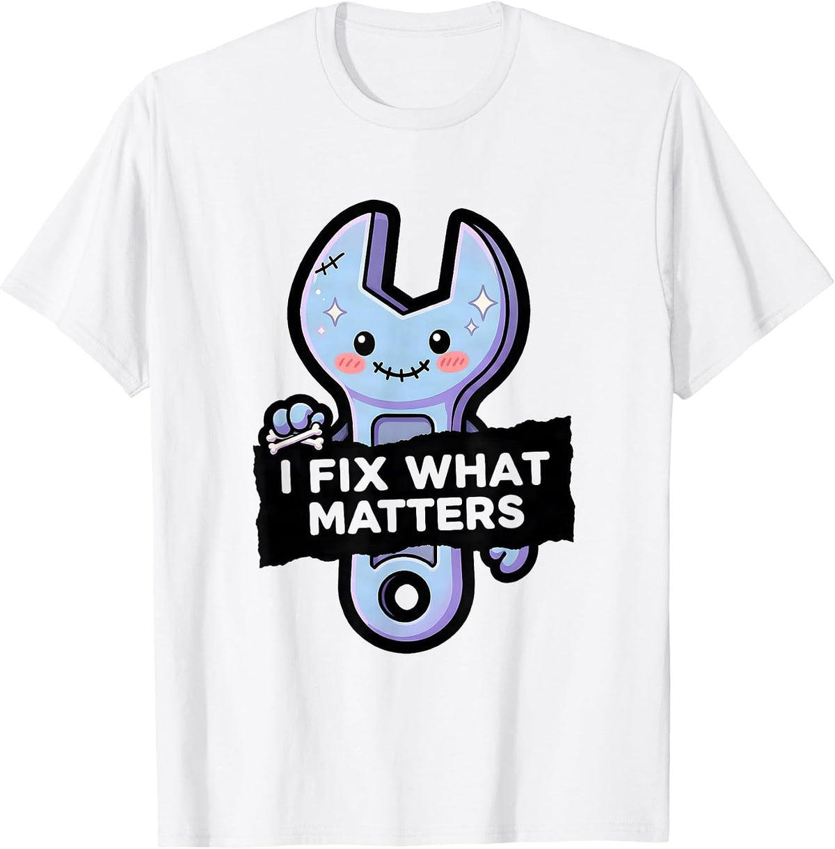 Men's I Fix What Matters Blue Collar Worker Design T-Shirt - White