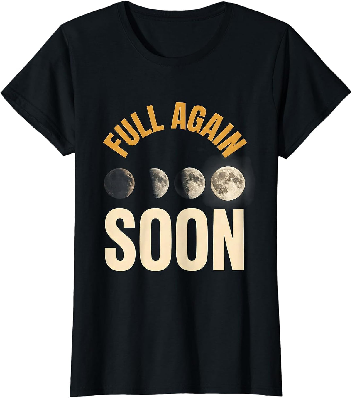 Full Again Soon Moon Phases Celestial Astronomy Retro T-Shirt - Black