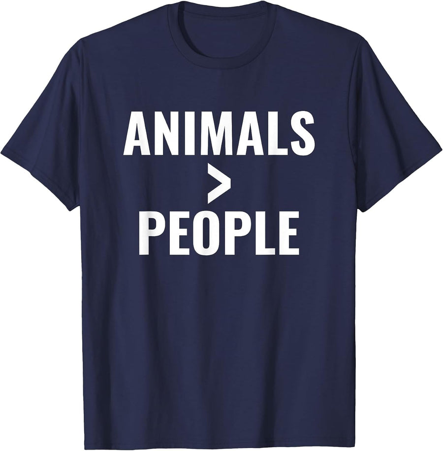 Veterinarian Funny Veterinary Assistant Animals Over People T-Shirt - Navy Blue