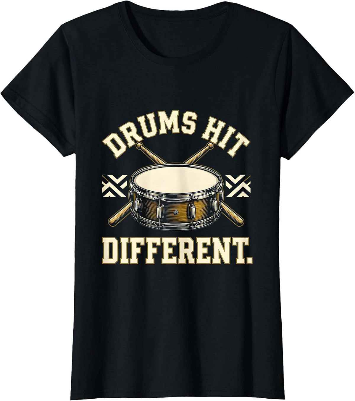 Women's Drums Hit Different Drummer Music Design T-Shirt - Black