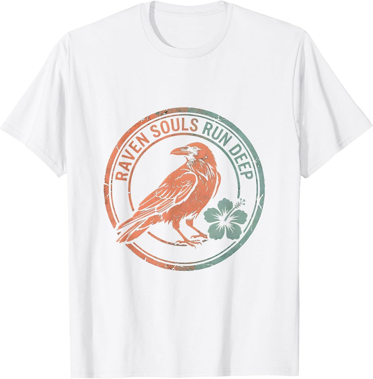 Men's Raven Souls Run Deep Mystic Bird Design T-Shirt - White