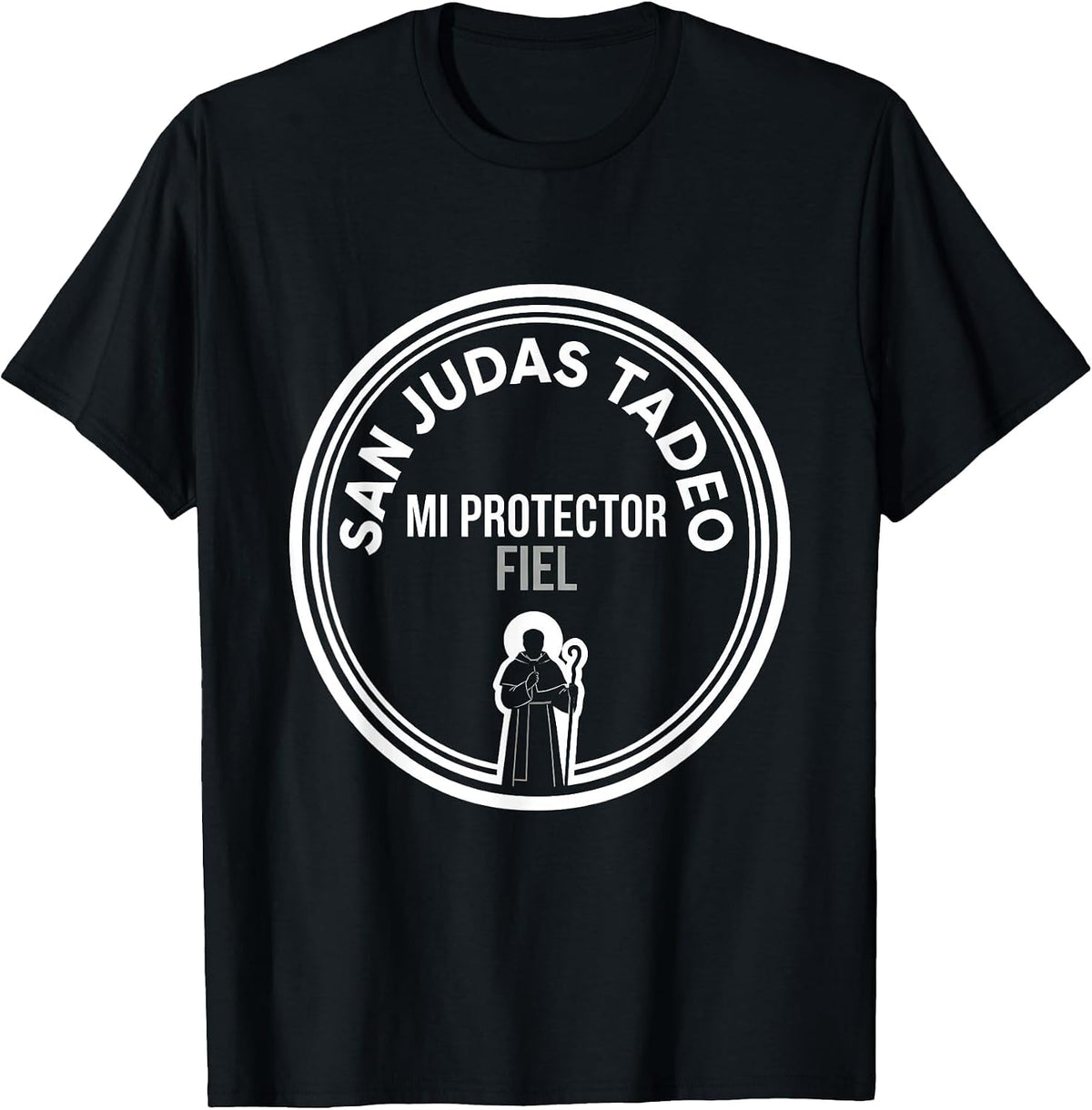 Men's San Judas Tadeo Mi Protector Fiel Religious Spanish T-Shirt - Black