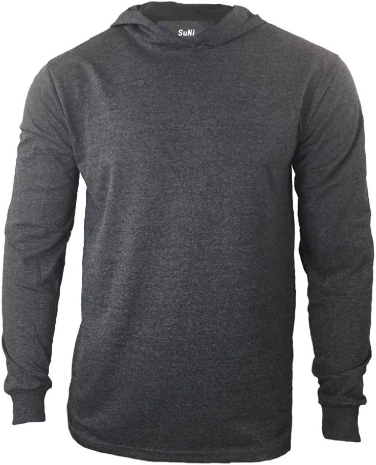 Men Construction Long Sleeve Work T Shirts with Hood - Charcoal