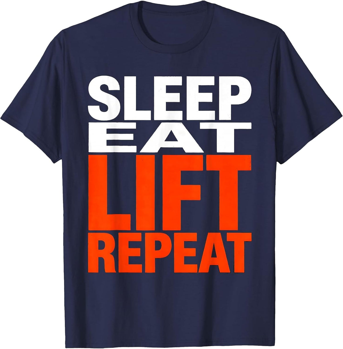 Men's Sleep Eat Lift Repeat Workout Gym Design T-Shirt - Navy Blue