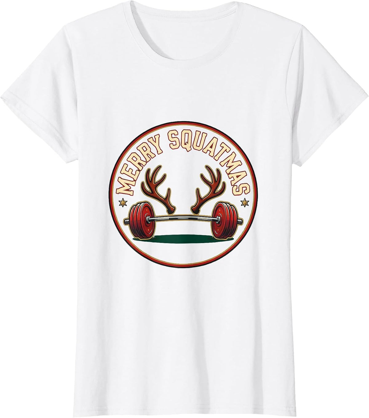 Women's Merry Squatmas Funny Christmas Gym Workout Weightlifting T-Shirt - White