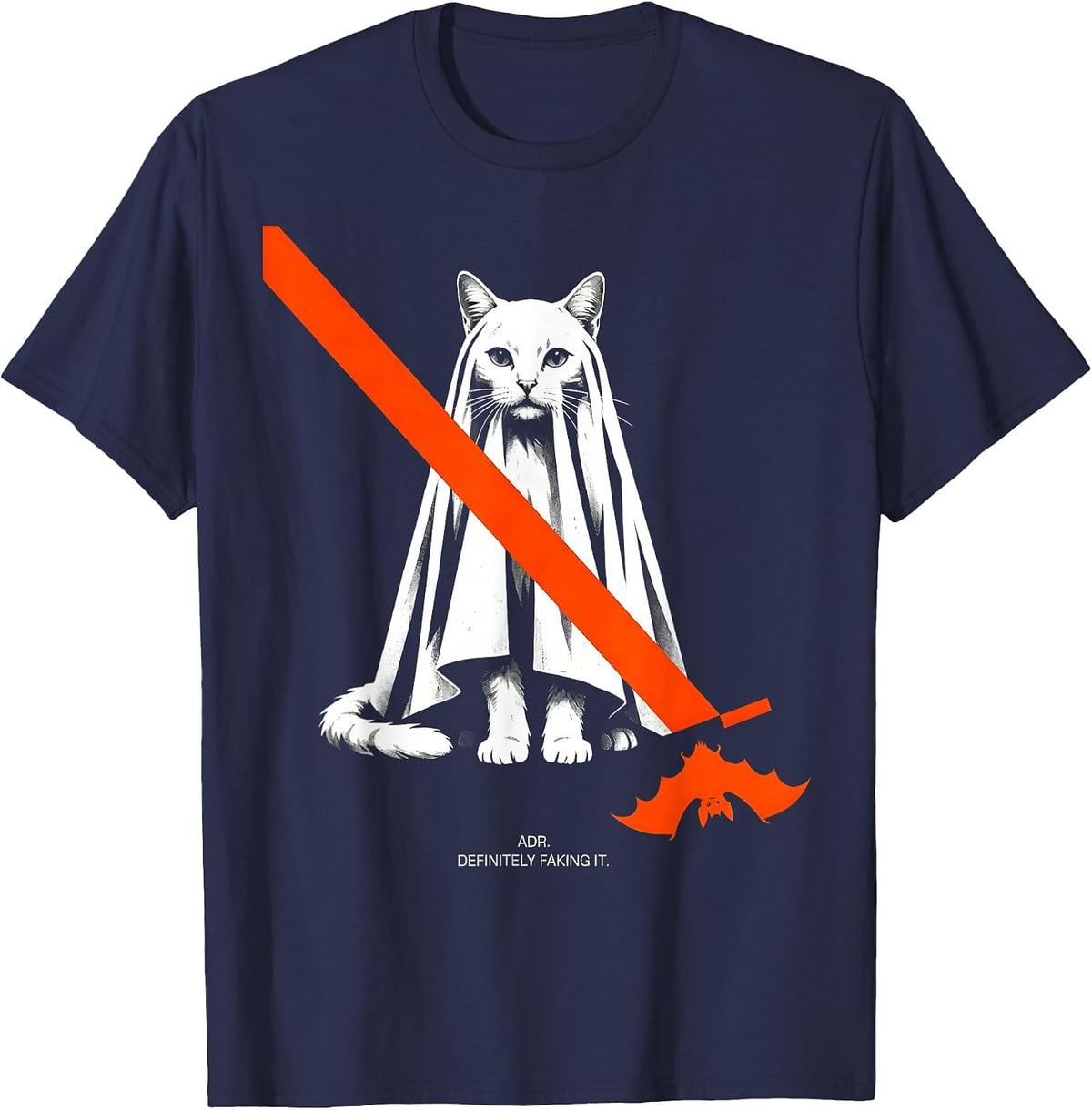 ADR Definitely Faking It Funny Vet Tech Halloween Workplace T-Shirt - Navy Blue