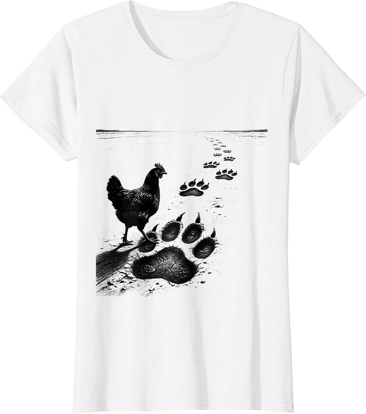Chicken Footprints Funny Chicken Lover Novelty Gift T-Shirt - White