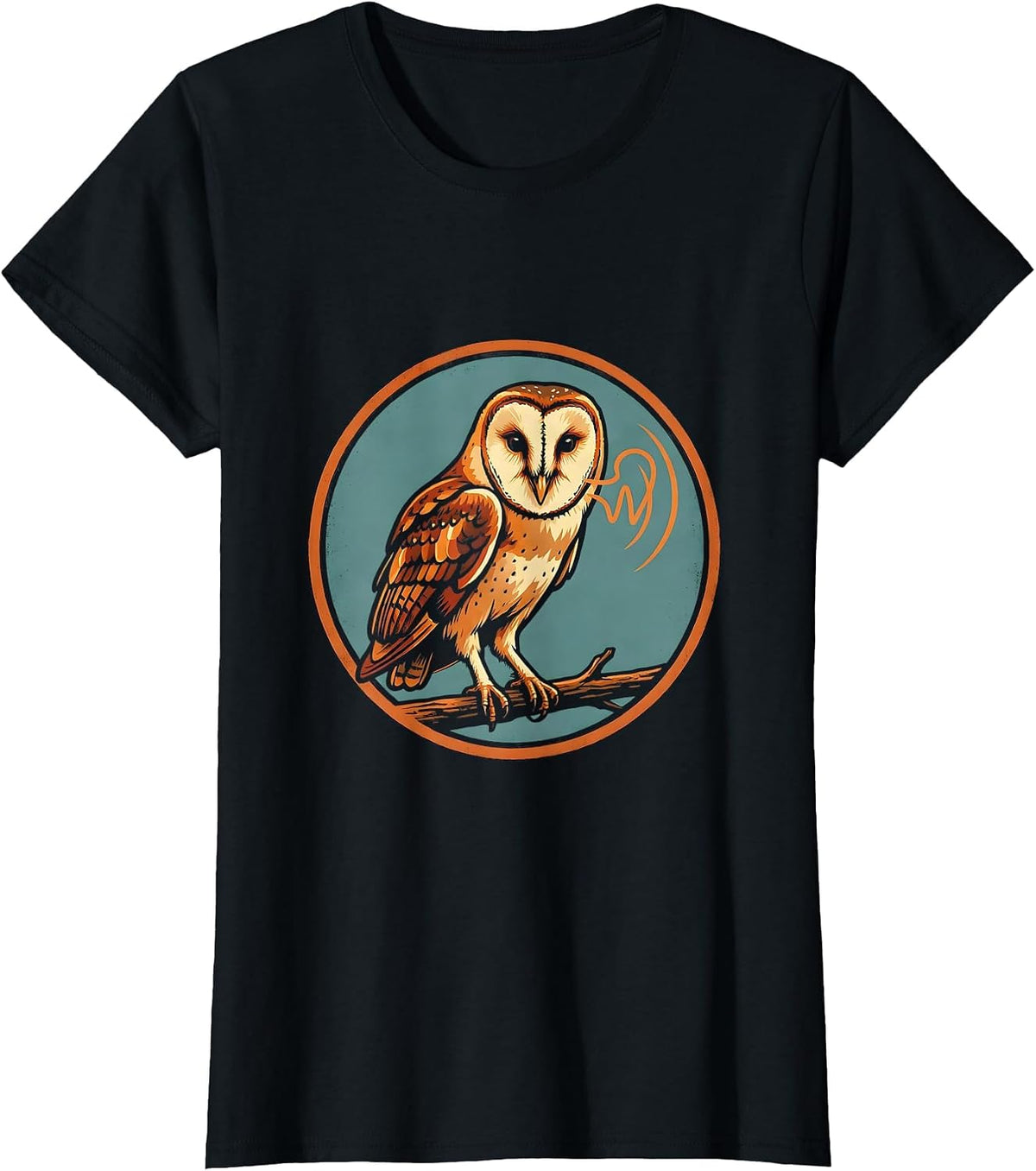 Women's Sealed Barn Owl Badge Eco-Friendly Bird Lover Novelty T-Shirt - Black