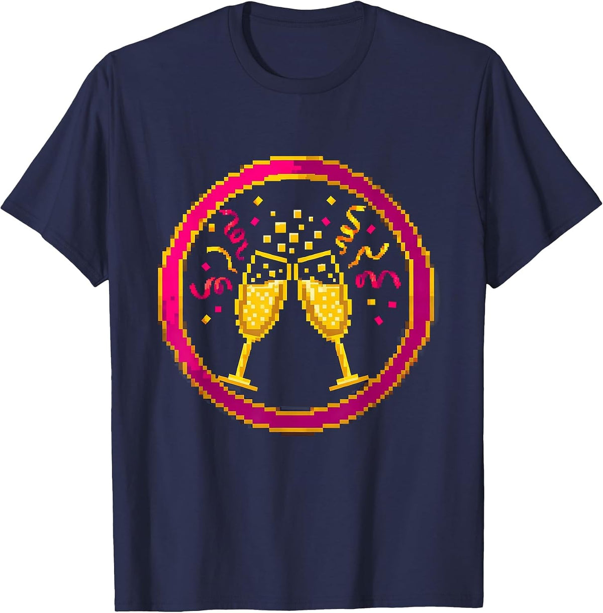 Champagne Toast Celebration Party Graphic T-Shirt - Navy Blue