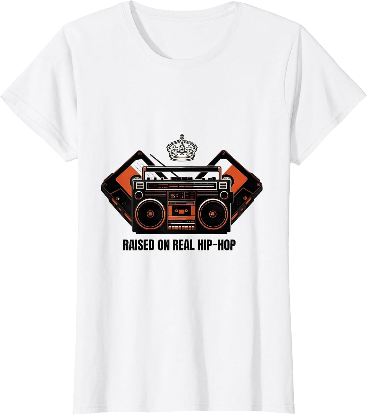 Raised On Real Hip-Hop Vintage Retro OG Rap Music Lover T-Shirt - White