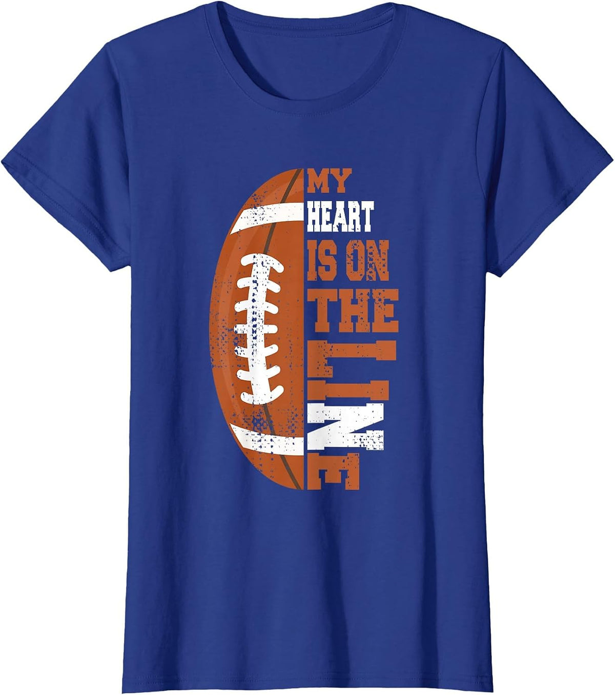 My Heart is on the Line Football T-Shirt - Royal Blue