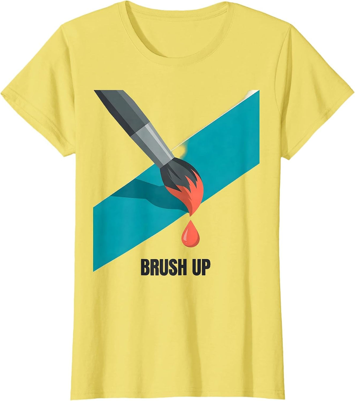Brush Up Funny Artist Painter Art Student Humor T-Shirt - Lemon Yellow