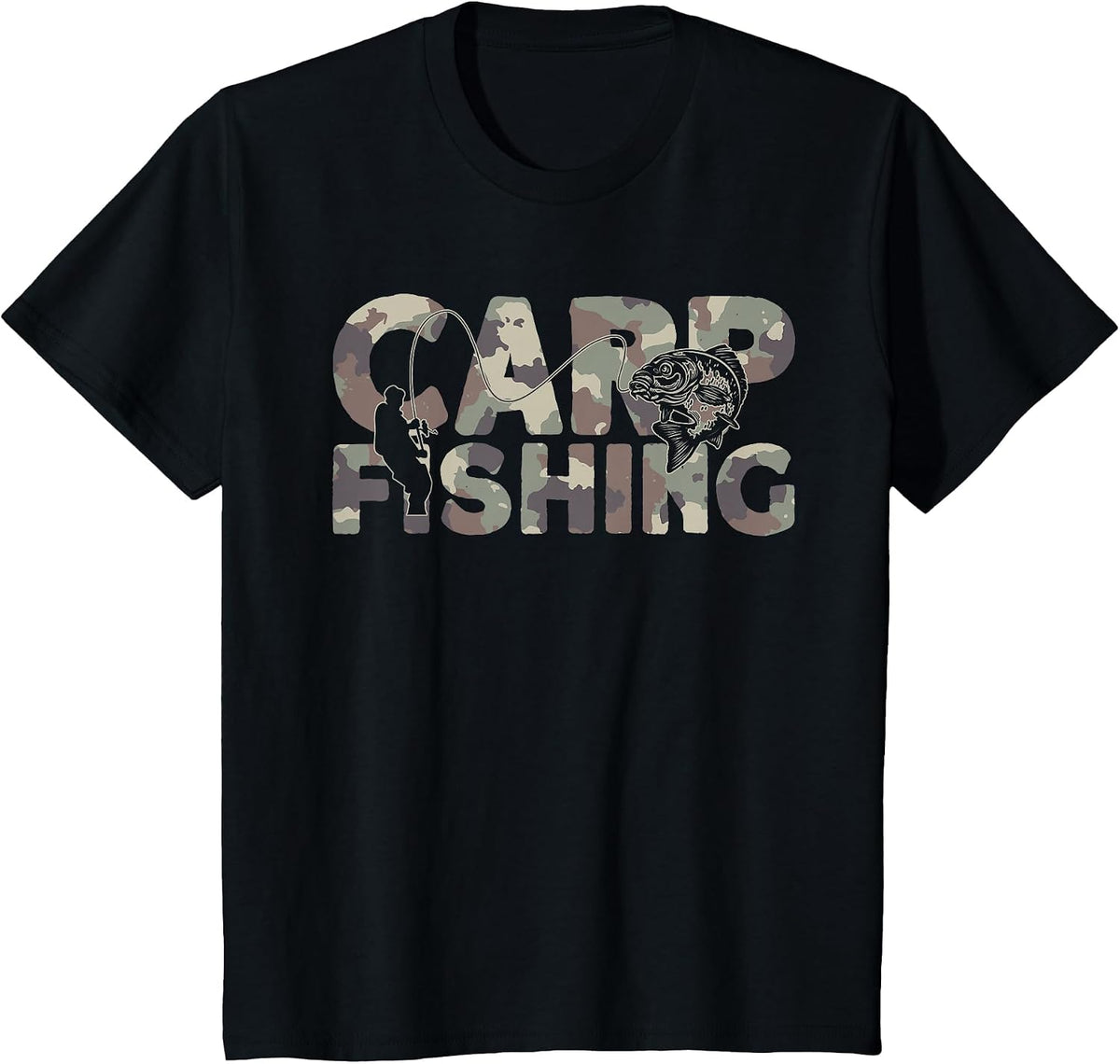 Carp Fisherman Camouflage Carp Fishing T-Shirt - Black