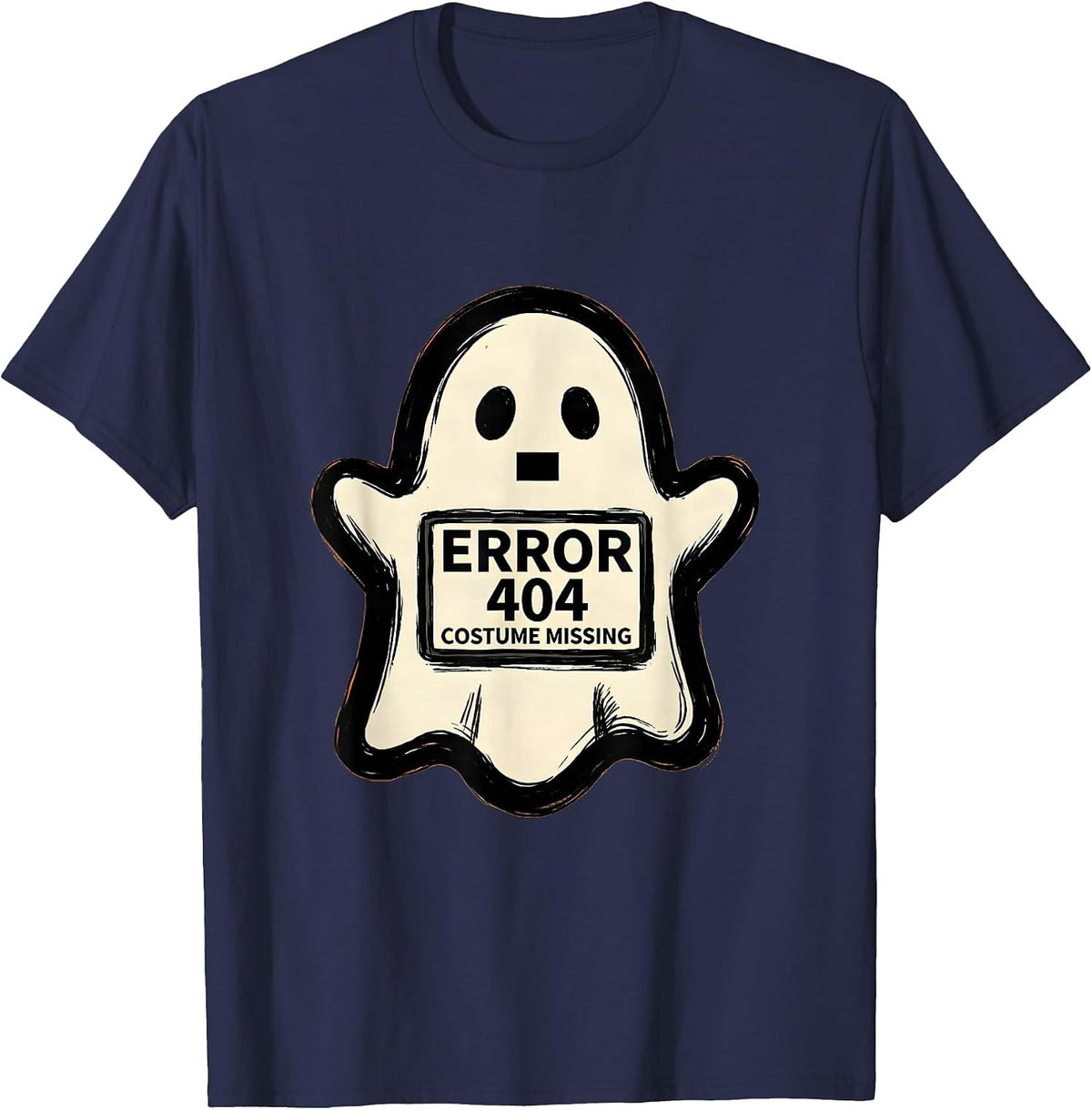 Error 404: Costume Missing Funny Lazy Halloween Geek Humor T-Shirt - Navy Blue