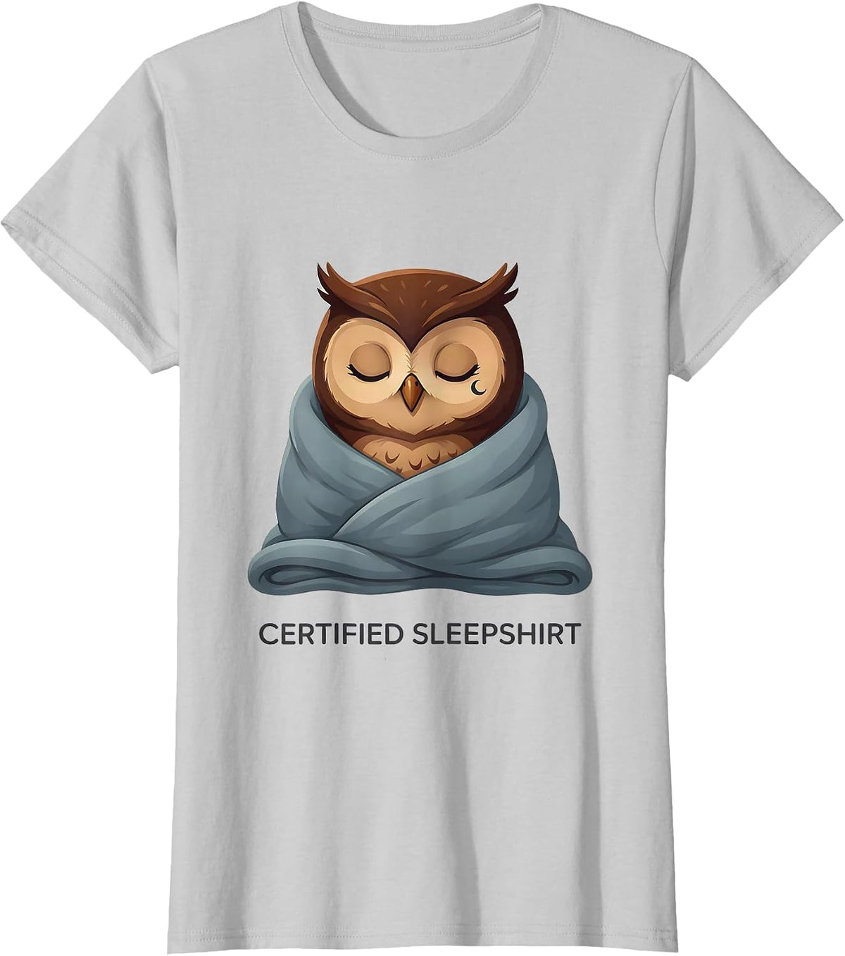 Certified Sleepshirt Funny Owl Pajama Animal Lover Comfort T-Shirt - Silver Grey
