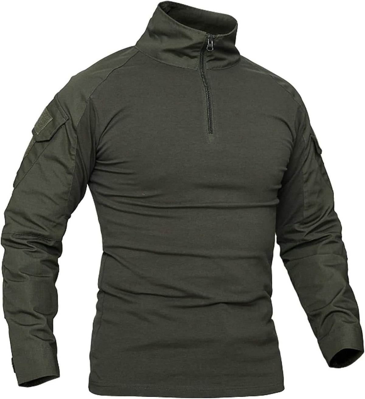Men's Tactical Shirt Quarter Zip Long Sleeve with Arm Pocket for Airsoft - Green