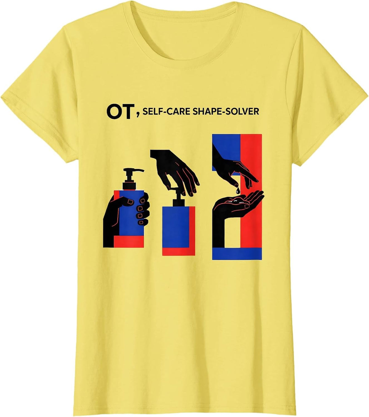 Women's OT Self-Care Shape-Solver Occupational Therapy Therapist T-Shirt - Lemon Yellow