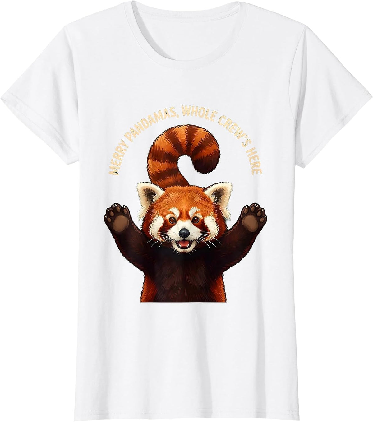 Women's Merry Pandamas, Whole Crew's Here Funny Red Panda Lover Gift T-Shirt - White