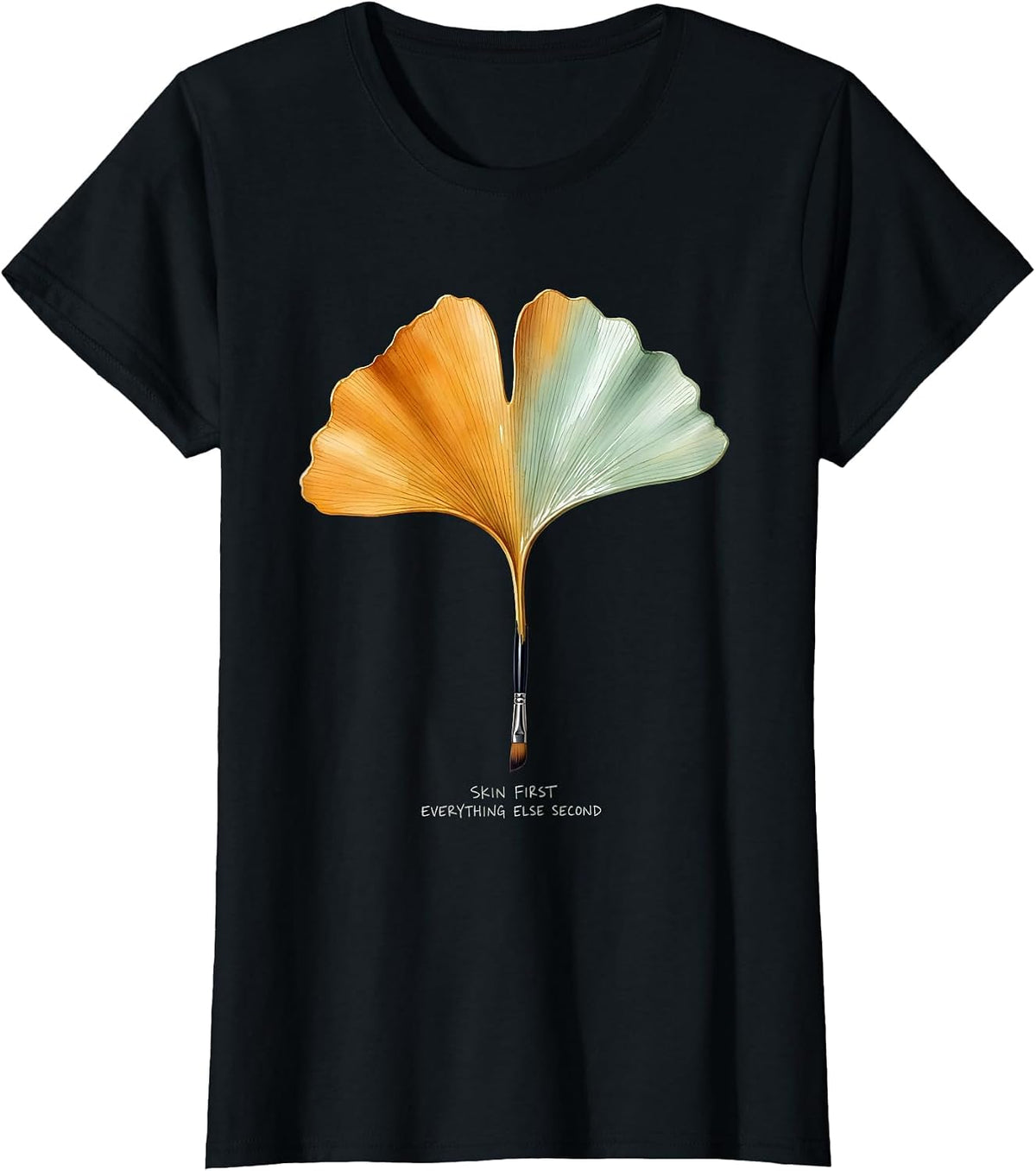 Women's K-Beauty Glass Skin Fall Skincare Design T-Shirt - Black
