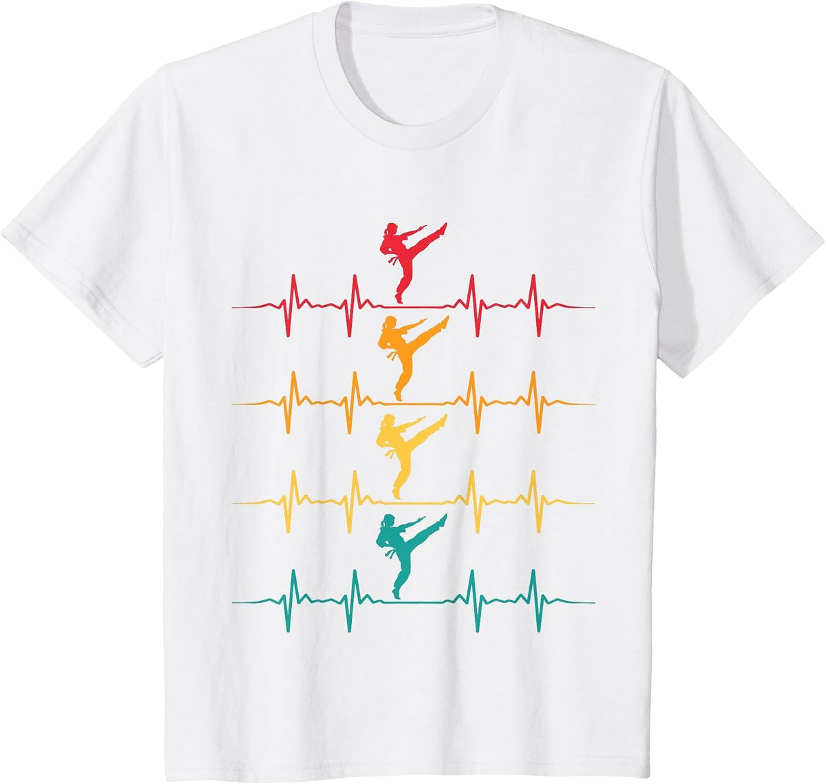 Karate Taekwondo Martial Arts Heartbeat Vintage Women Girls T-Shirt - White