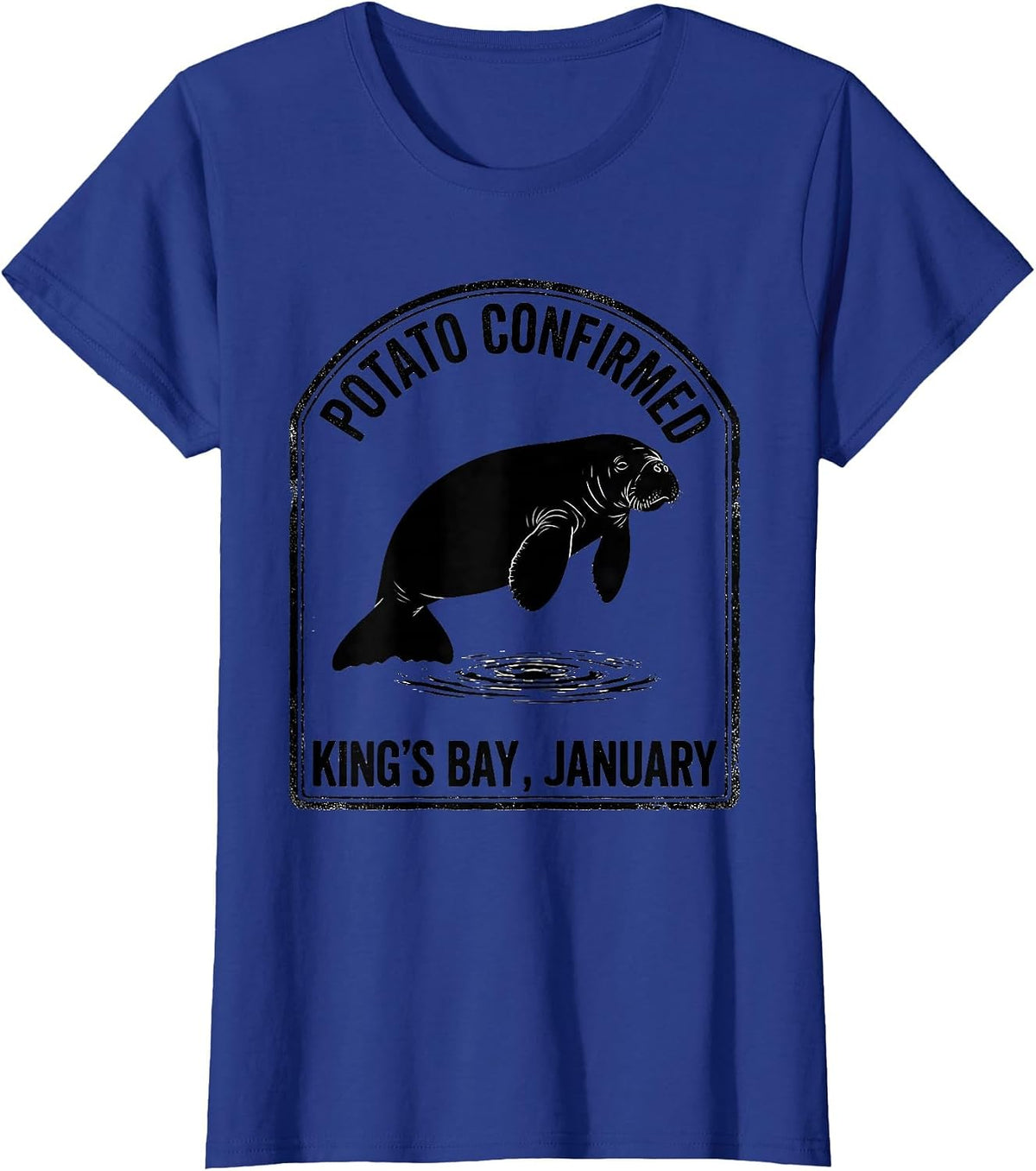 Women's Potato Confirmed King's Bay January Manatee Lover Crystal T-Shirt - Royal Blue