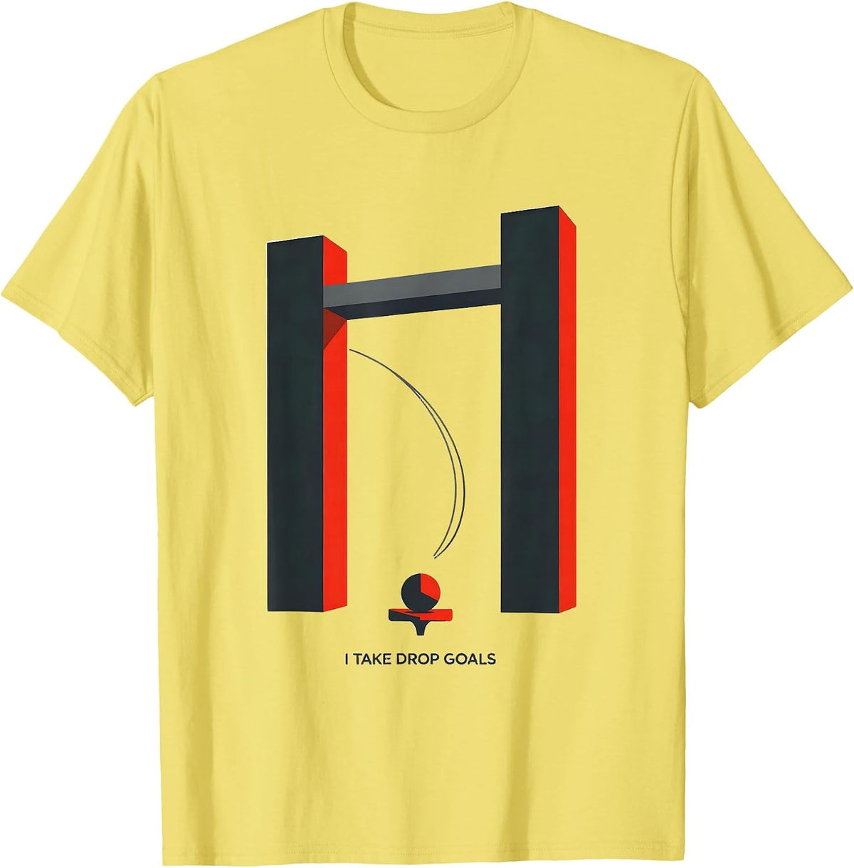 Men's I Take Drop Goals Geometric Rugby Kicker Humor T-Shirt - Lemon Yellow