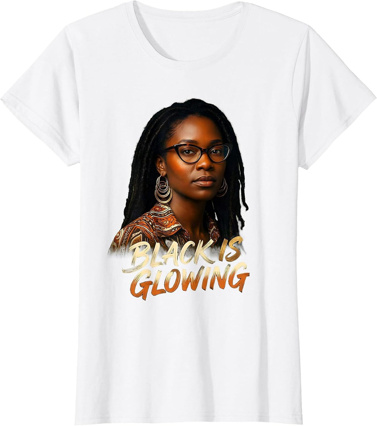 Black Is Glowing Sign Painter Showcard Afro Pride Casual T-Shirt - White