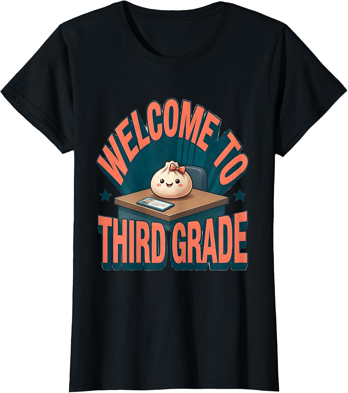 Welcome To Third Grade Cute Dumpling Kawaii Back To School T-Shirt - Black