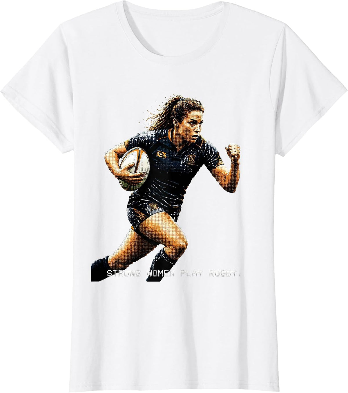 Women's Strong Women Play Rugby Graphic Design T-Shirt - White