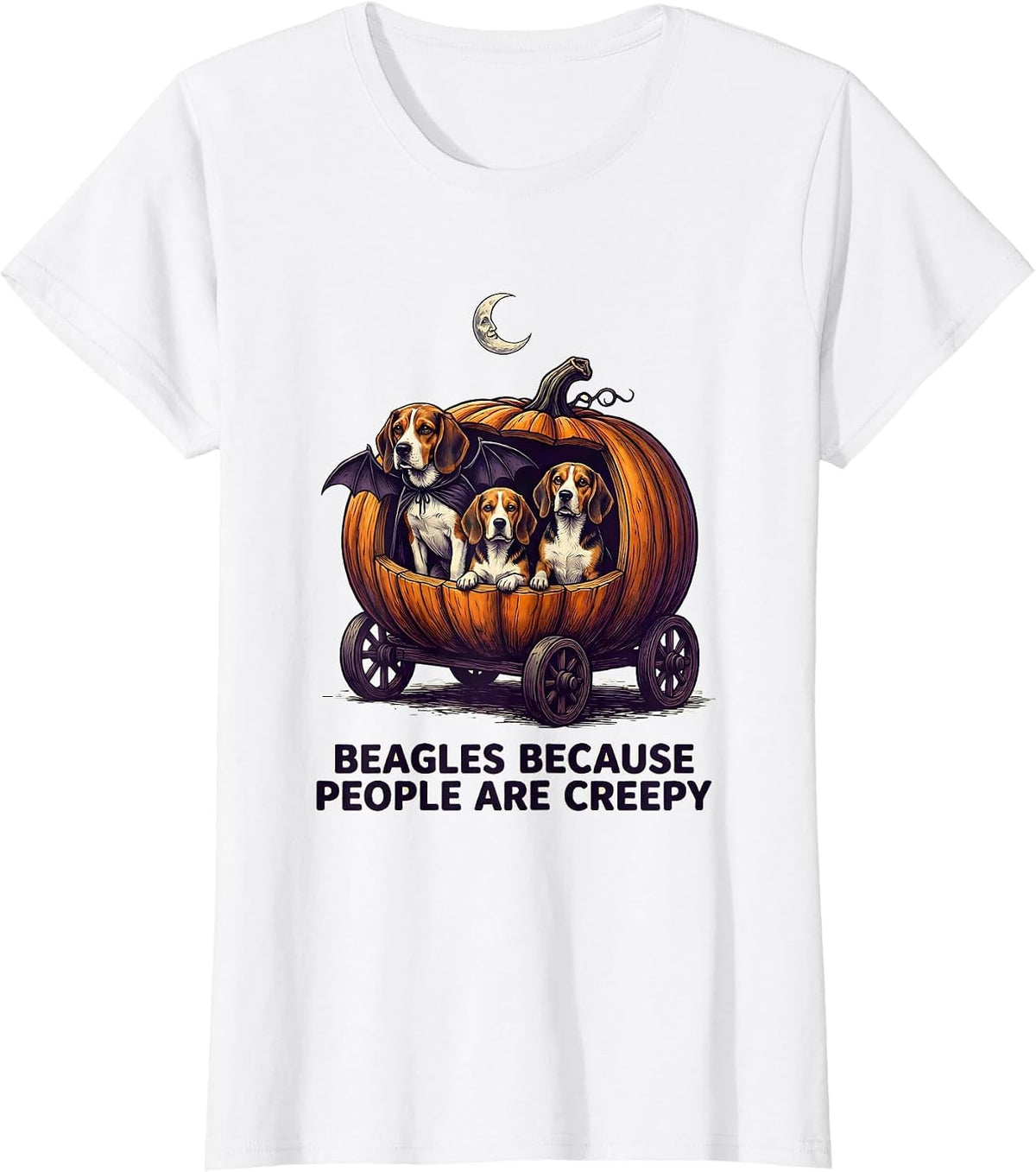 Beagles Because People Are Creepy Funny Dog Halloween T-Shirt - White