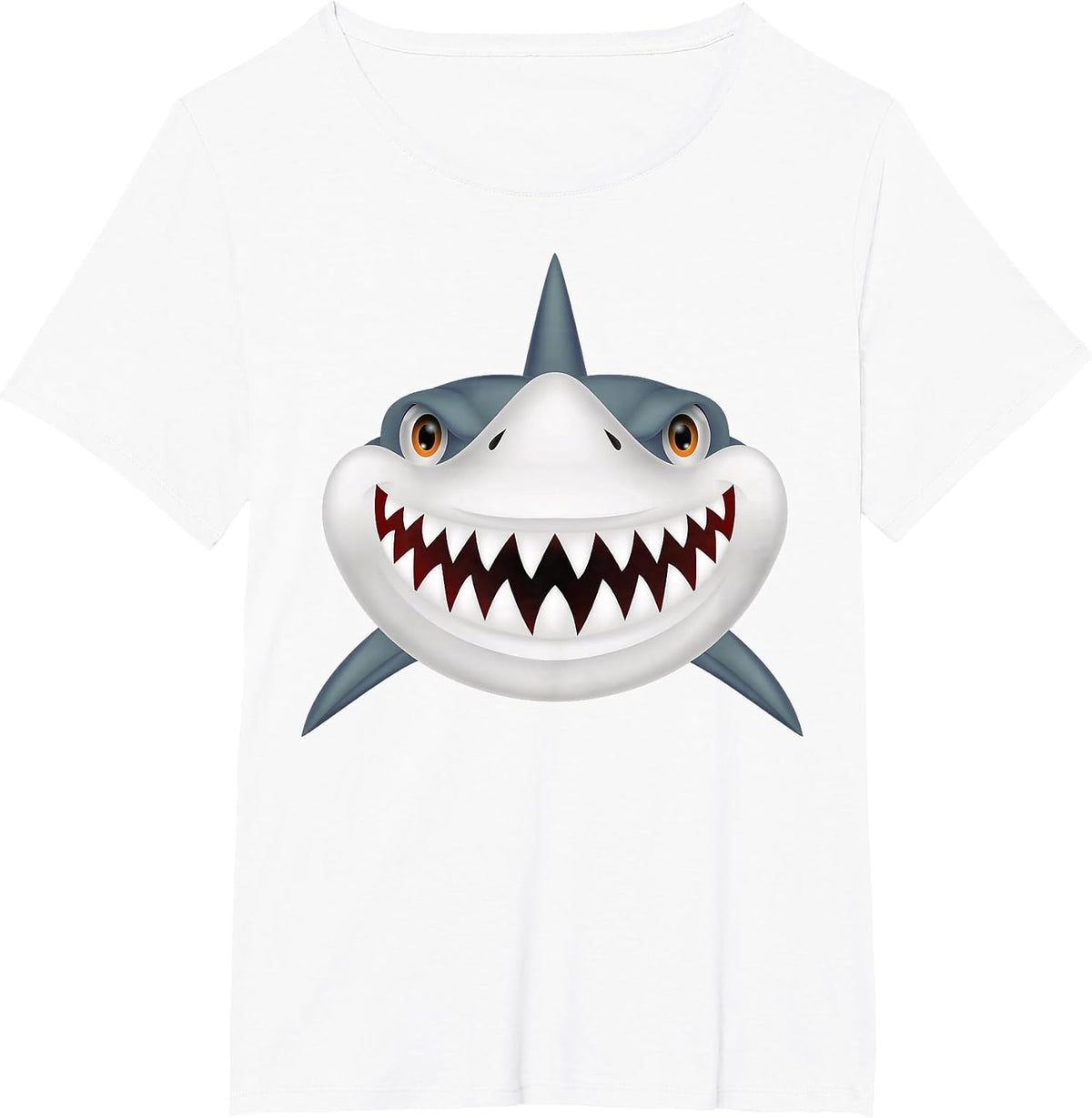 Shark Front Face with Devil Smile for Halloween Costume T-Shirt - White