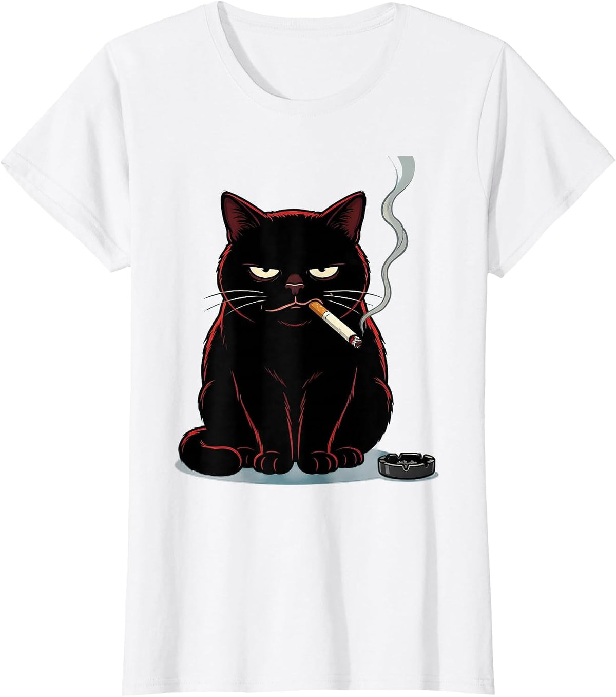 Women's Smoking Cat Meme Funny Cigarette Kitten Crude Humor T-Shirt - White