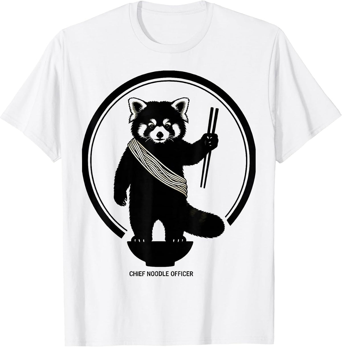 Men's Chief Noodle Officer Cute Red Panda Kawaii Anime Food Lover T-Shirt - White