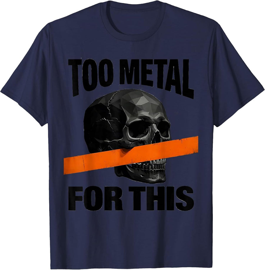 Too Metal For This Heavy Metal Band Graphic T-Shirt - Navy Blue