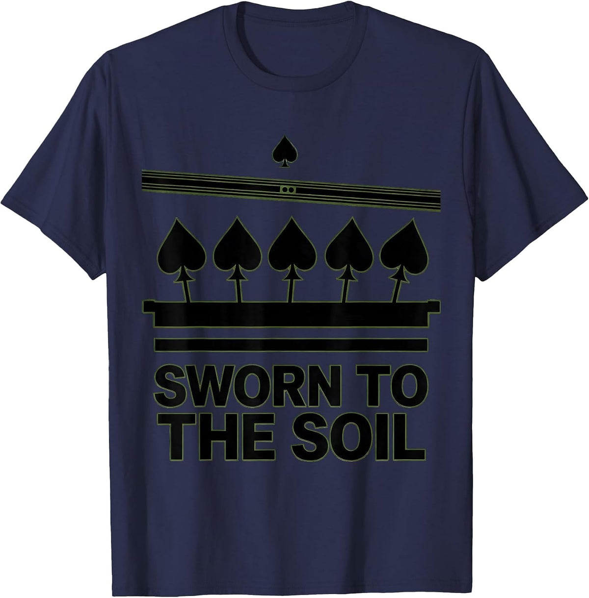 Men's Sworn To The Soil Tarot Card Funny Occult Reading Skeleton T-Shirt - Navy Blue