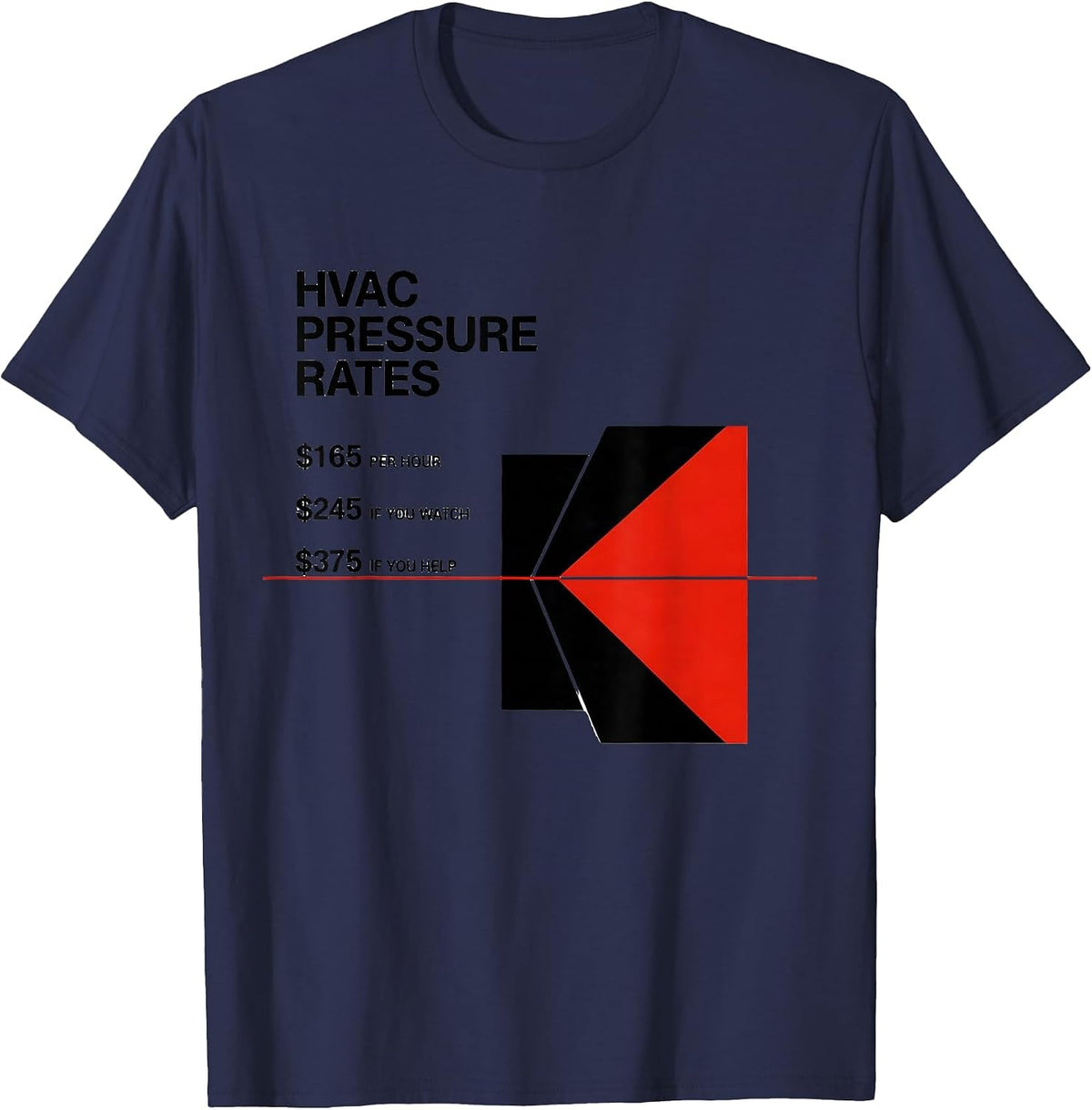 HVAC Pressure Rates Funny HVAC Technician Trade Humor T-Shirt - Navy Blue