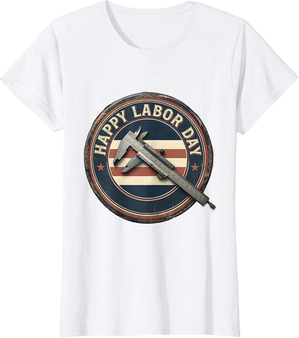 Women's Happy Labor Day Vintage Badge Union Worker Patriotic T-Shirt - White